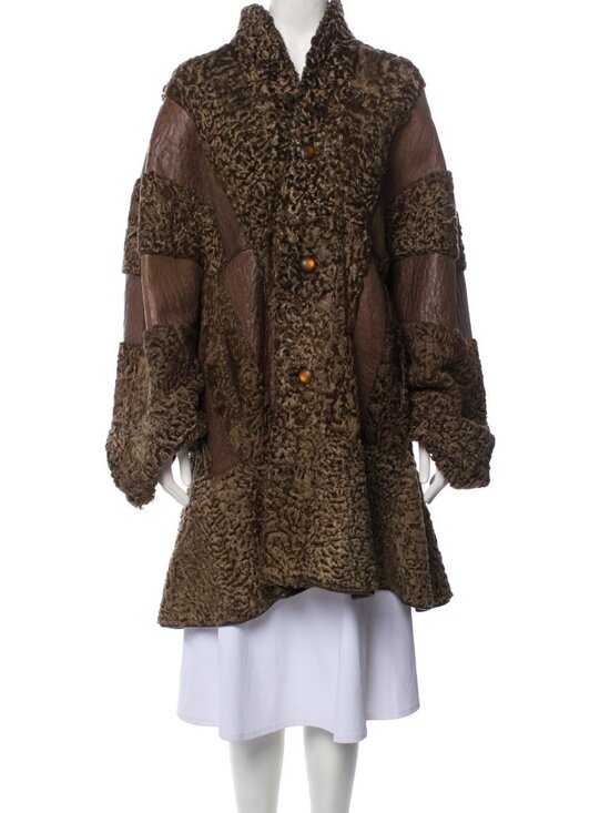 Giuliana Teso Reversible Persian Lamb Fur & Leather Coat Bergdorf Goodman IT42 - Picture 1 of 8